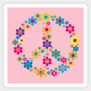 Peace Sign Flowers Sticker